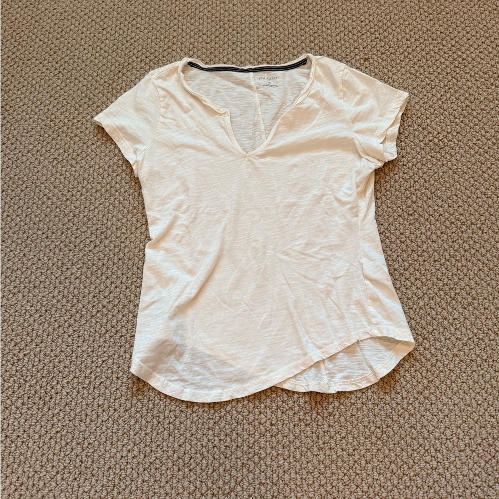 Pilcro Cream Asymmetrical Fitted Tee